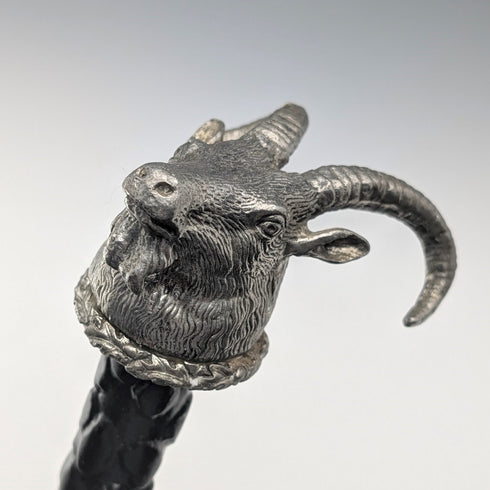 英國復古黑軸錫製山羊頭手柄手杖 85 厘米